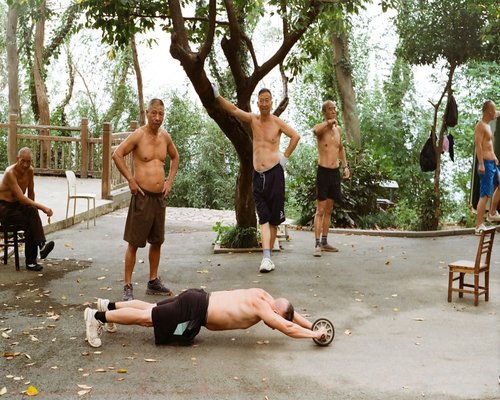 men doing physical exercise and fitness activities